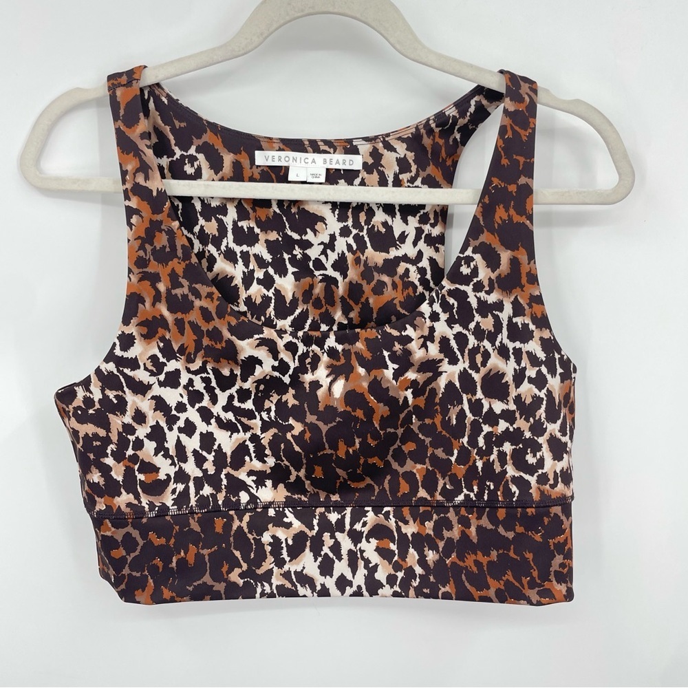 Veronica Beard Malea Leopard Print Sport Bra - L